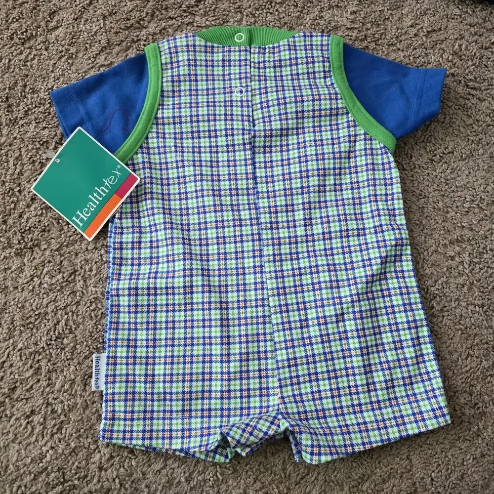 Lot Of 3 Vtg NOS Health Tex Baby Boy Bodysuits Rompers Size 6-9M 70s 90s Summer
